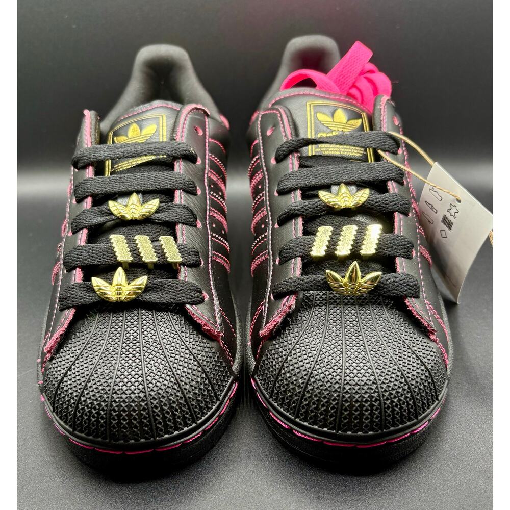 NIB - Sz. 6 - Woman's Adidas Superstar II - Black/Pink Shoes - Picture 3 of 10